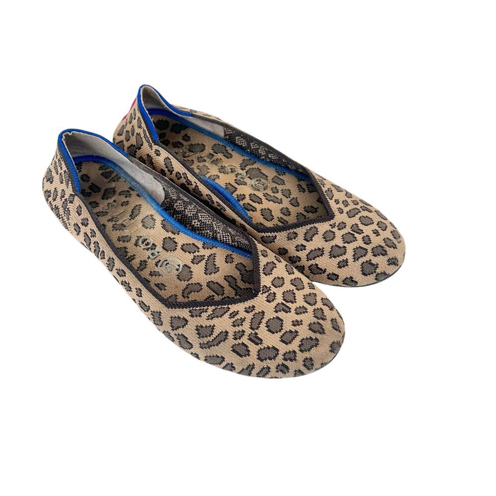 Rothys Leopard Print Round Toe Flats Sz 7 - image 1